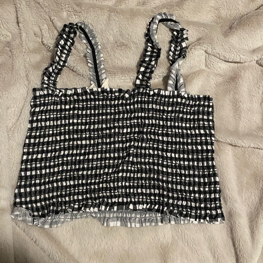 Black and white striped crop top